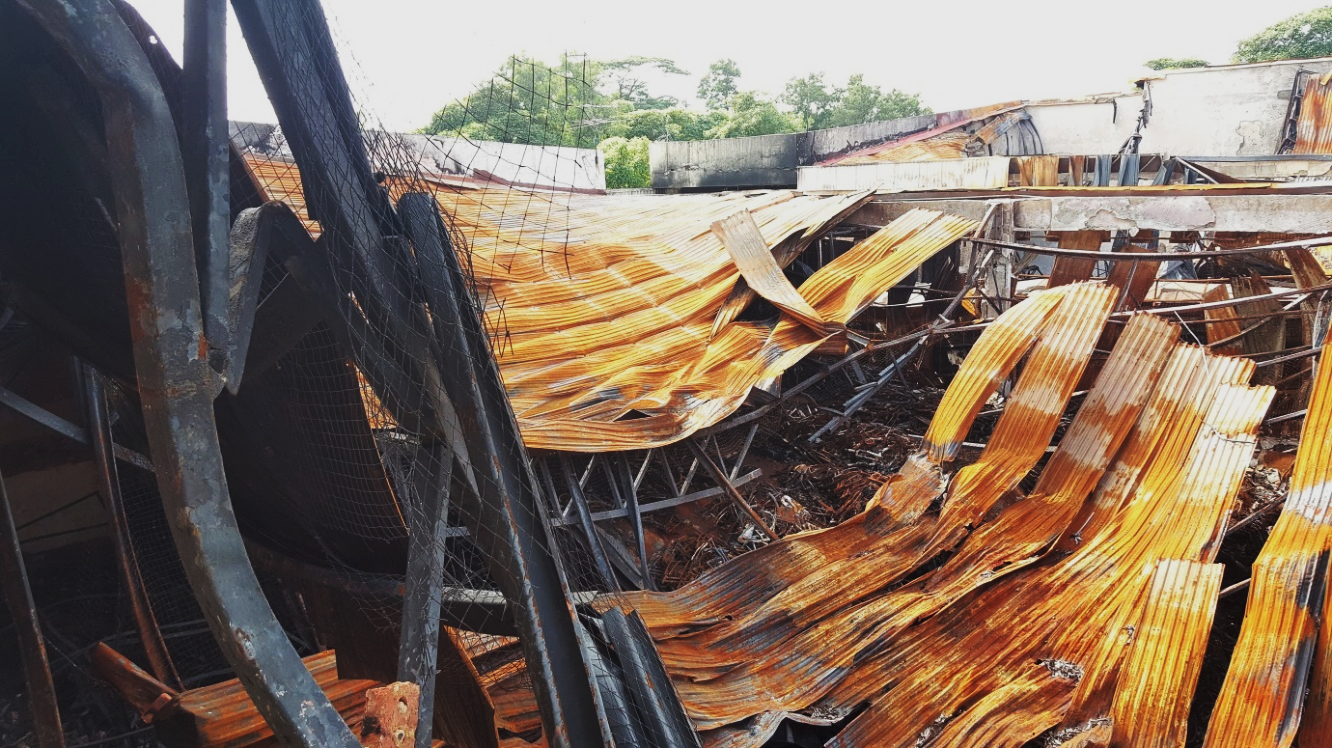 Figure 2: Steel roof truss damage under elevated temperature